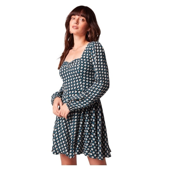 NWT! Band of Gypsies Band of the Free GENEVIEVE TEALDIAMOND MINI DRESS. Small. - Picture 1 of 10